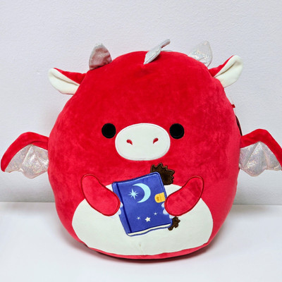 Squishmallows 12 Zoll Baiden der rote Drache hält Zauberbuch Halloween Plüsch Brandneu mit Etikett