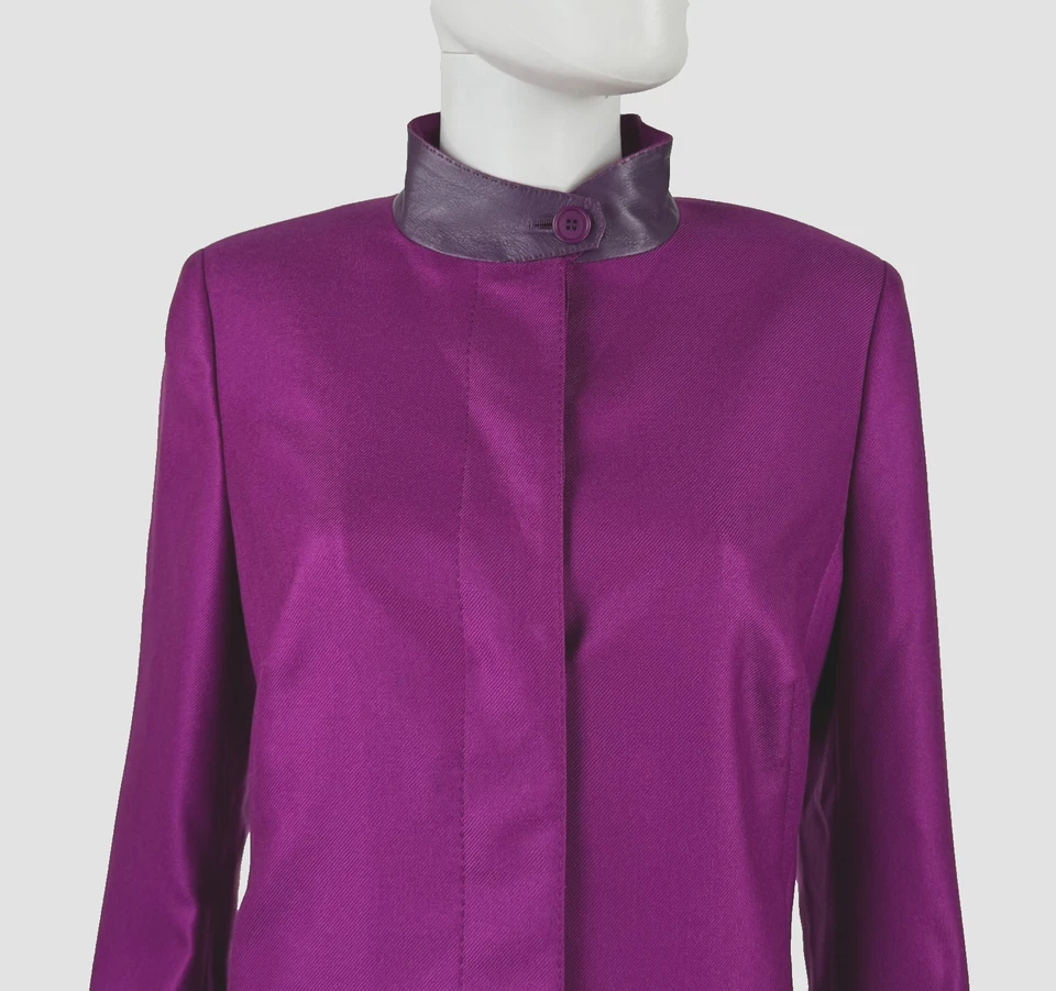$2K Akris 12 US 48 IT 42 D L Chaqueta Blazer Púrpura Cachemira Abrigo Pasarela Auténtico Foto 2 de 4