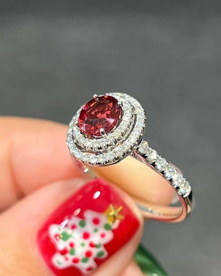3.50 Ct Oval Cut Natural Red spinel Diamond Engagement Ring Solid 18K White Gold - Image 3 of 4