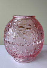 Vintage Westmoreland Ice Pink Wildflower Lace Glass Candle Light Fairy Lamp