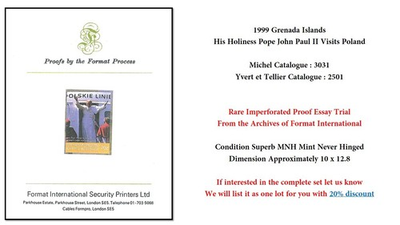 #ad #ad Grenada 1999 His Holiness Pope John Paul II First Visit to Poland Rare Proof MNH $39.99