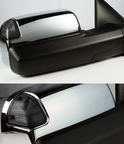 2002-2008 Ram 1500/2500/3500 Remote Power Folded Chrome Tow Mirrors/Smoke Signal - Foto 2 di 8