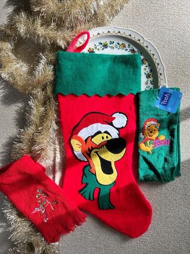 Vintage Tigger Stocking Pooh Piglet Towel Lot 90s Christmas 