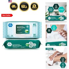 Disposable XL Premoistened Washcloths 8  x 12  Pack of 80 - Adult Cloth Wipes...