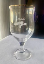 Michelob Amber Bock Glass Set Pint Glass and Tulip Glass With A Gold Rim 16 oz.