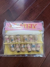 Novelty Kokeshi wooden picks. NIB. 12 ct  Japan. Vintage 
