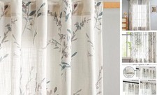 Sheer Curtains 84 inches Long 2 50"W x 84"L Pack of 2 Floral/Navy Blue