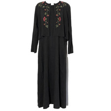 Nina Leonard Sweater Dress Womens Size PL Gray Floral Stitching One Piece Set