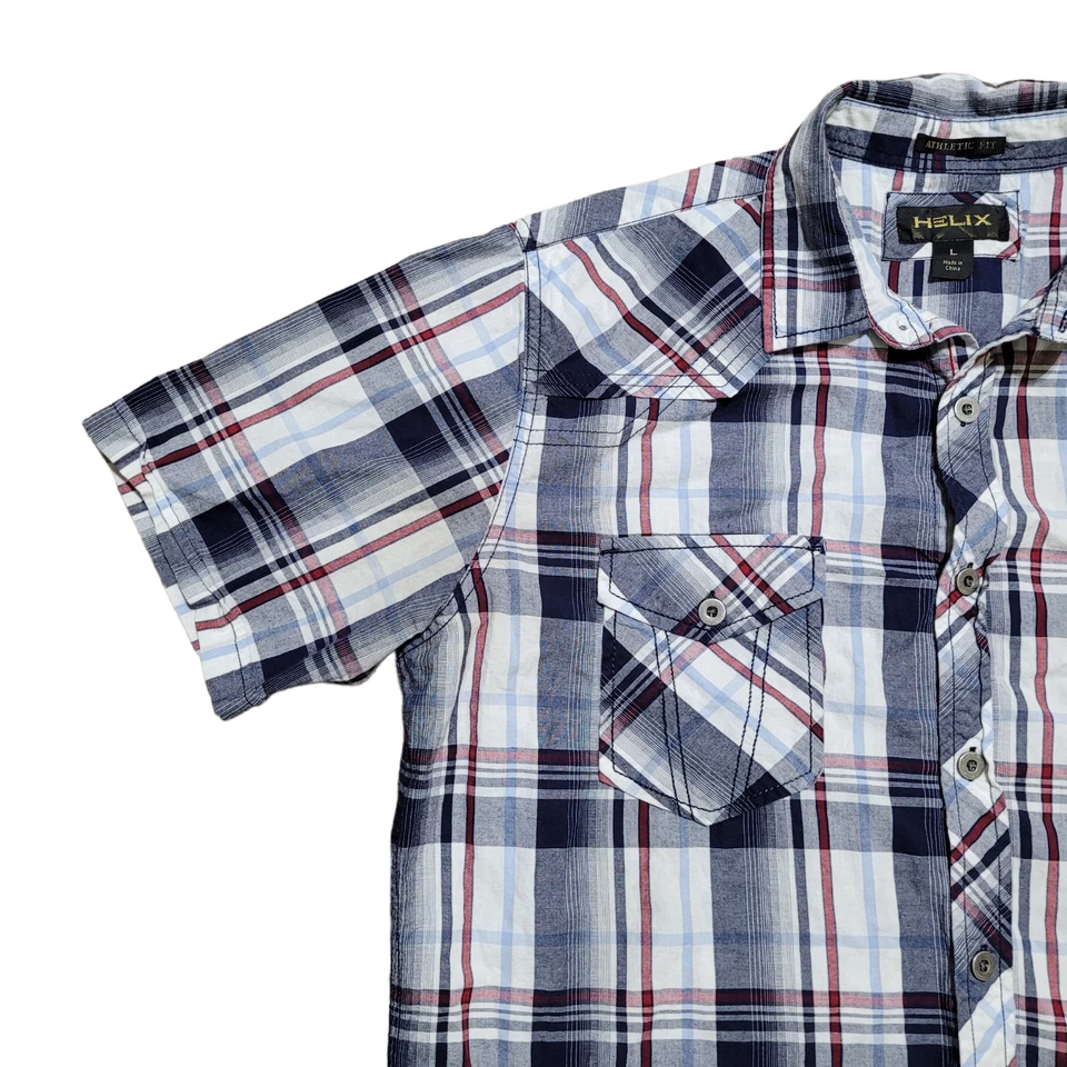 Camisa Helix Abotonada L Hombres Cuadros Preppy Retro Bolsillos Suroeste Foto 3 de 4