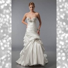 Satin Strapless Alfred Sung Bridal Wedding Gown 6891 Size 10