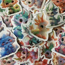 10 pc Fantasy Dragon Kids vinyl Craft Stickers Assorted Designs