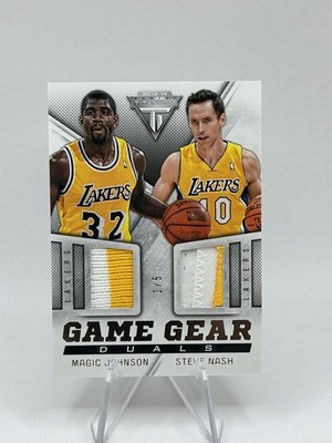 2013 14 Panini Titanium Magic Johnson Steve Nash  Game Gear Duals Jersey 1/5