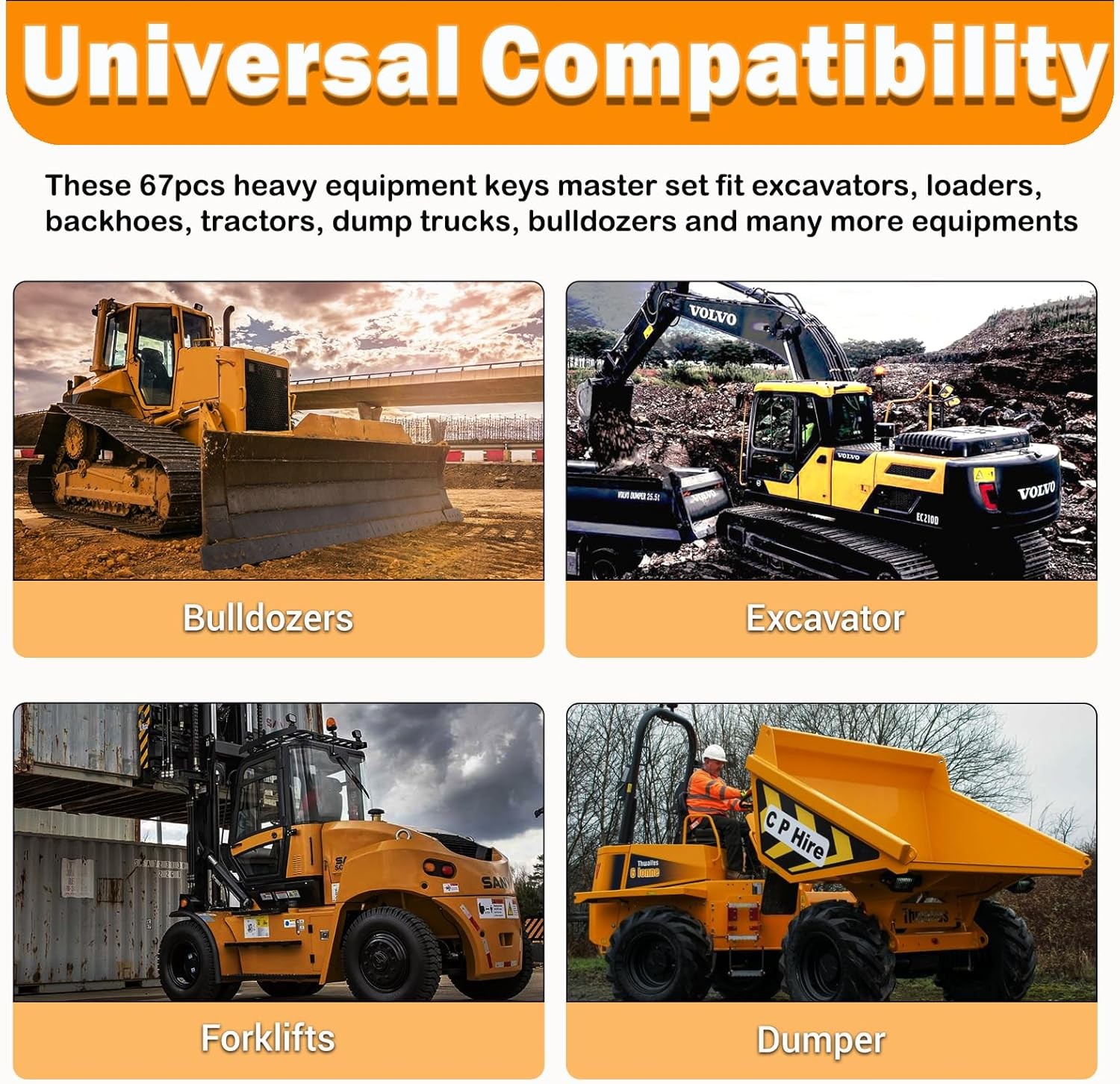 67 Heavy Equipment Master Keys Constrtution Machinery Operator Key Volvo JCB CAT