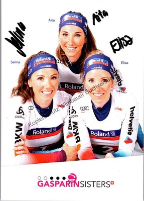 Original Autogramm Selina, Aita und Elisa Gasparin Biathlon /// Autograph signie