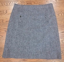 Talbots Skirt Women's 16 Gray Pink Fleck Wool Blend Tweed Pencil Lined