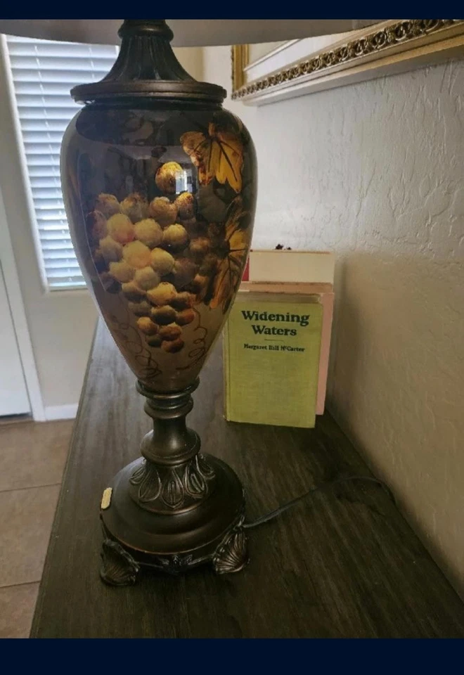 Antigua lámpara de cerámica floral vintage Roadshow Dale Tiffany uva - RARA Foto 4 de 4