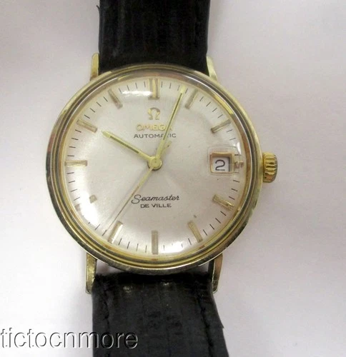 VINTAGE 14K GF OMEGA AUTOMATIC SEAMASTER DEVILLE DATE WATCH MENS SILVER DIAL