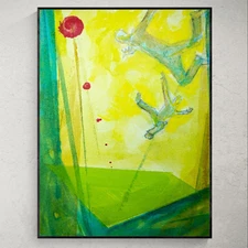 Original Painting.  Acrylic on Paper. 9x12 Inches. 'The Industrial Accident'