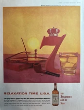 1959 Seagrams Seven Crown Blended Whiskey Relaxation Time Sure VTG Print Ad