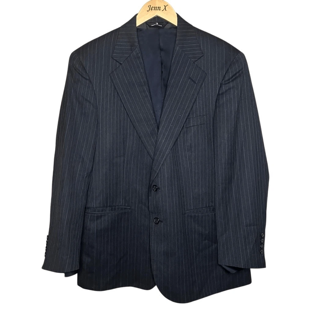 Polo University Club by Ralph Lauren Black Sport Coat Jacket Virgin Wool Striped