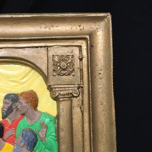 Vintage Last Supper 3D Resin Plaque Art Made In Mexico 16 x 11” Hand Painted - Picture 5 of 15