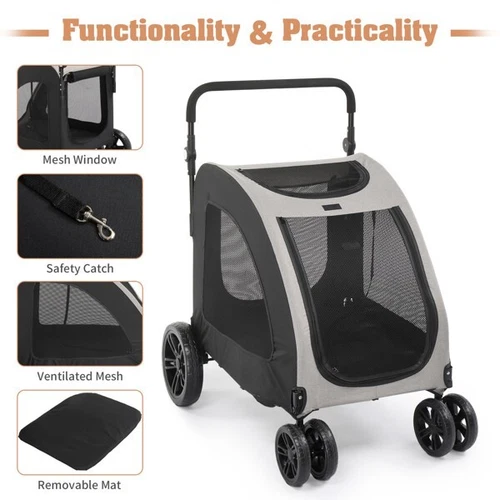 Dog Stroller for Medium To Large Dogs, Foldable Dog Wagon with 4 Wheels - Bild 11 von 19