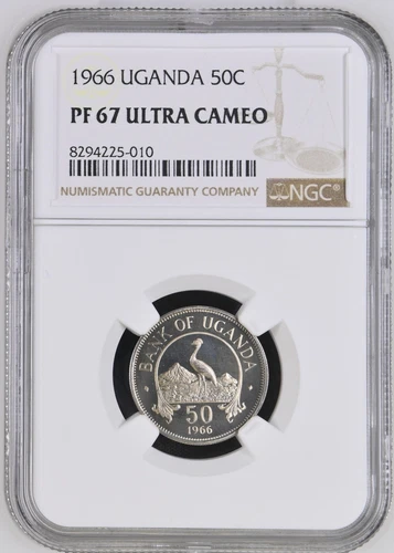 1966 Uganda 50 Cents - NGC PF 67 Ultra Cameo