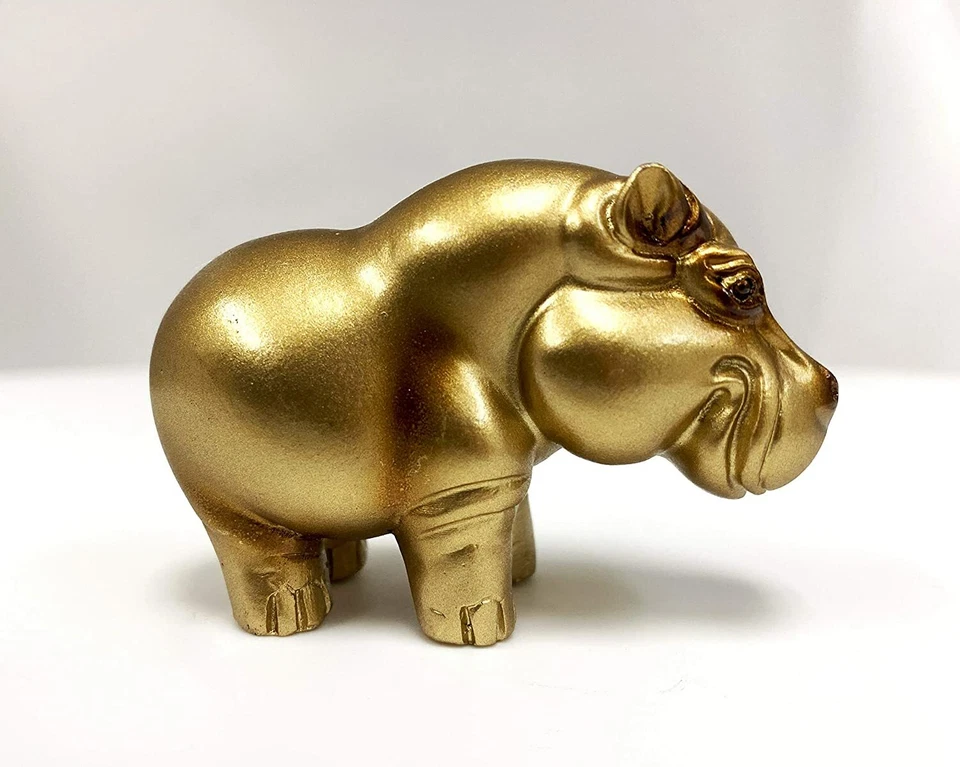 Набор из 3 золотых статуэток животных носорогов слонов бегемотов фигурки декоры - Изображение 4 из 4
