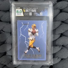 1993 Fleer Brett Favre Team Leaders HGA 8.0 w/ Sub Scores #1 HoF Packers Pop 1