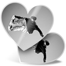 2 x Heart Stickers 15 cm - Snowboarding Jump Stunt Ski Skiing #8429
