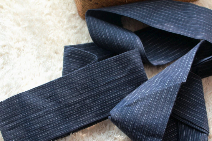 black Silk Kaku Obi Kimono belt Made in Japan