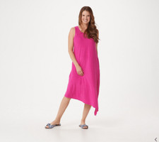  Cuddl Duds Flexwear Asymmetric Dress with Pockets-Very Berry-XS A346870 NEW
