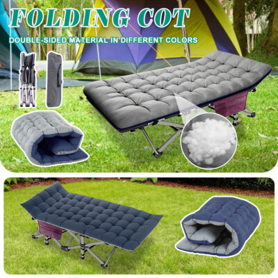 MOPHOTO Folding Camping Bed 4 Adjustable Reclining Lounge Camping Patio Cots