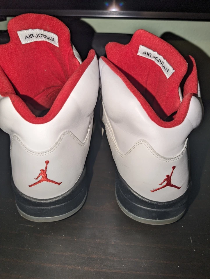 Nike Air Jordan V 5 2013 retro blanco rojo fuego negro plata OG 136027-100 talla 14 Foto 3 de 4