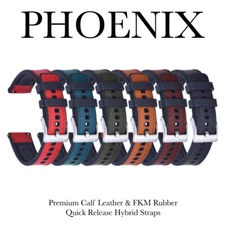 CLEARANCE Phoenix Hybrid Leather & FKM Rubber Quick Release Watch Straps 20-24mm