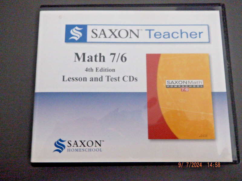 Saxon Teacher Math 7/6 4th Edition Lesson & Test CDs Homeschool Curriculum