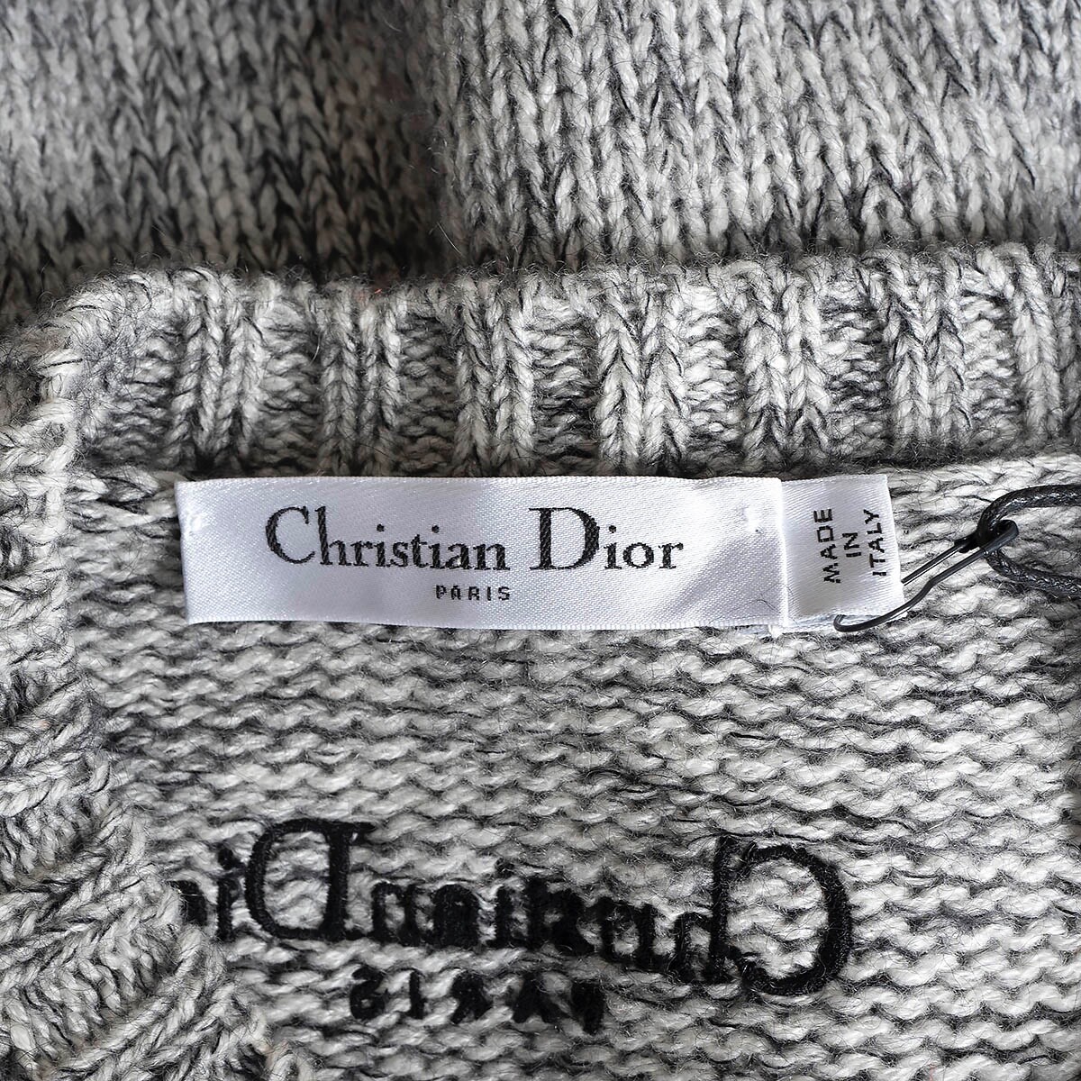 69883 auth CHRISTIAN DIOR grey cashmere blend 2023 EMBROIDERED