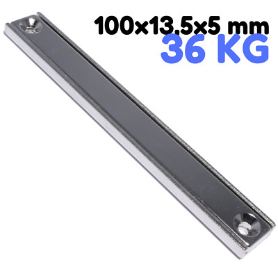 2x Neodym Magnet Flachleiste Bohrung Senkung Topfmagnet Loch 100x13,5x5mm 36KG