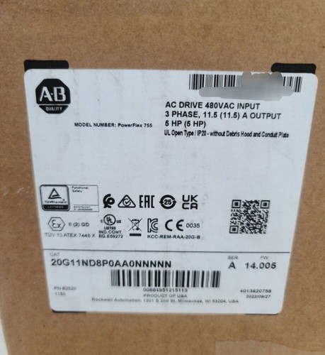 20G11ND8P0AA0NNNNN Allen-Bradley PowerFlex Air Cooled 755 AC Drive New Sealed