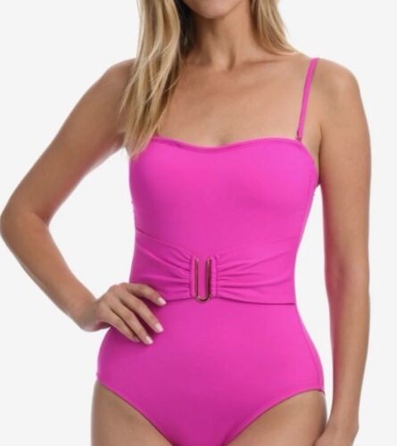 La Blanca Women’s Standard Island Goddess Bandeau One Piece Tummy Control Sz 12