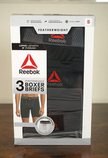 Reebok 3 Pack Boxer Briefs Featherweight Long Length 9" Mens Size S