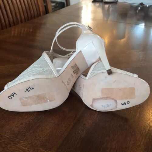 NWOT Antonio Melani nude mesh lace peep-toe stiletto 8.5 $98 - Picture 7 of 8