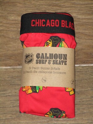NHL CALHOUN SURF & SKATE 2-PACK CHICAGO BLACKHAWKS SCATTER LOGO BOXER BRIEFS