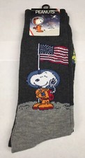 High Point Snoopy Space Astronaut 2 Pair Socks Size 6-12 Men  s Crew New AR224