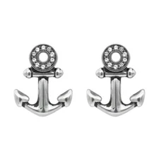 Anchor ear stud with 20 clear Crystals Jewelry By Controse