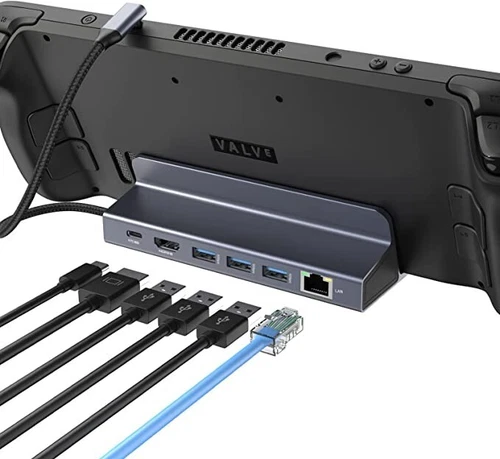 6 IN 1 Steam Deck Docking Station, AYCLIF Steam Deck Dock with 3*USB 3.0, 1Gbps 