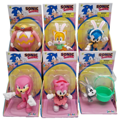 Jakks Sonic The Hedgehog 2.5 inch Complete Pink Easter Set with Dr. Eggman Chase