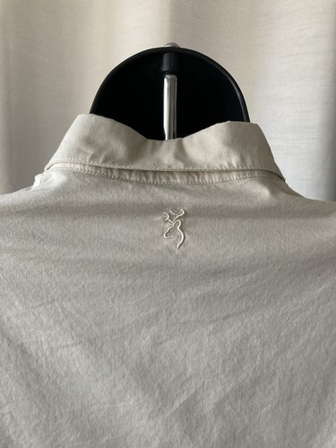 Browning Shooting Shirt Mens Medium Beige Short Sleeve Padded Shoulder Hunting - Picture 6 of 15