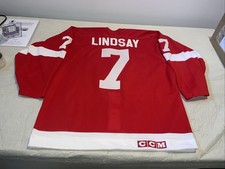 Authentic Ted Lindsay Auto Detroit Red Wings Ccm Jersey Men 50 Clean Eastside