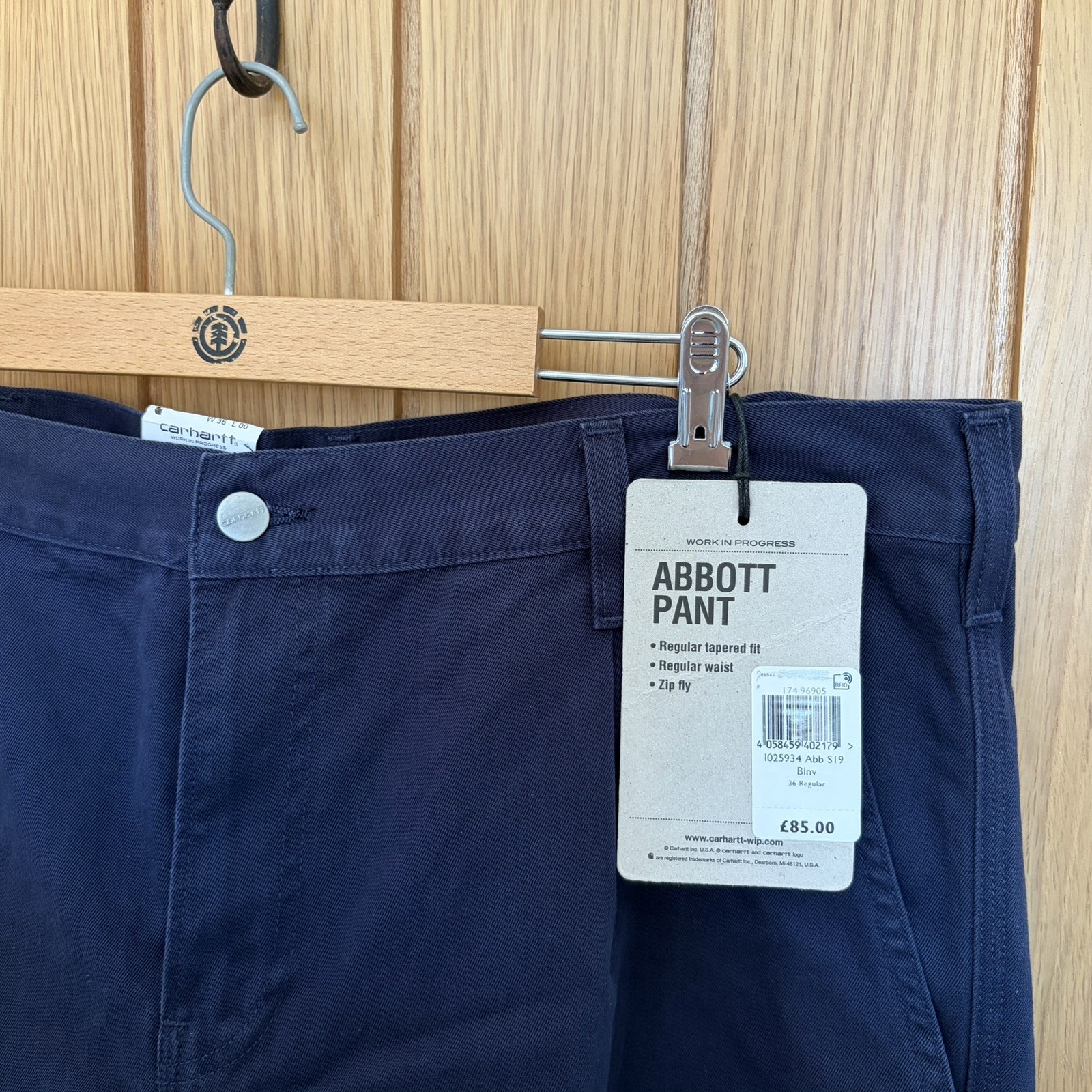 NEW Carhartt WIP Abbott Pant W36 Navy Blue Chino Trousers Workwear RRP £85 image 2